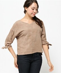 actuel | フェイクスエード袖リボントップス(シャツ/ブラウス)