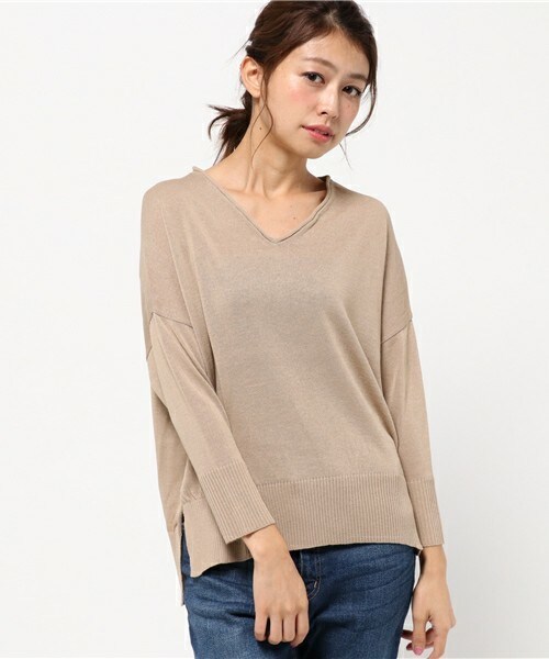 archives（アルシーヴ）の「12GゆるVネックプルオーバー（ニット/セーター・レディース・ベージュ/カーキ/ネイビー/ピンク・MEDIUM）」の2枚目の写真