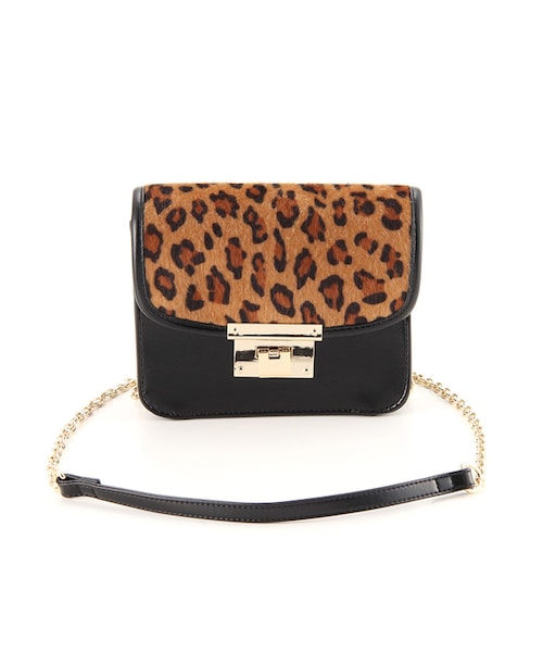 Honeys（ハニーズ）の「ファー付ショルダーＢａｇ（バッグ・レディース・オフ/クロ/ピンク/グレー/ヒョウ柄）」の5枚目の写真