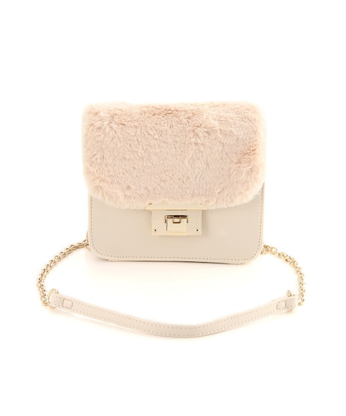 Honeys（ハニーズ）の「ファー付ショルダーＢａｇ（バッグ・レディース・オフ/クロ/ピンク/グレー/ヒョウ柄）」の2枚目の写真