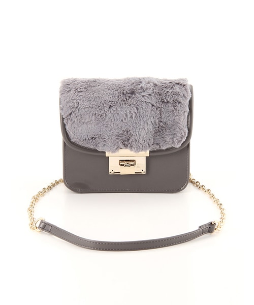 Honeys（ハニーズ）の「ファー付ショルダーＢａｇ（バッグ・レディース・オフ/クロ/ピンク/グレー/ヒョウ柄）」の4枚目の写真