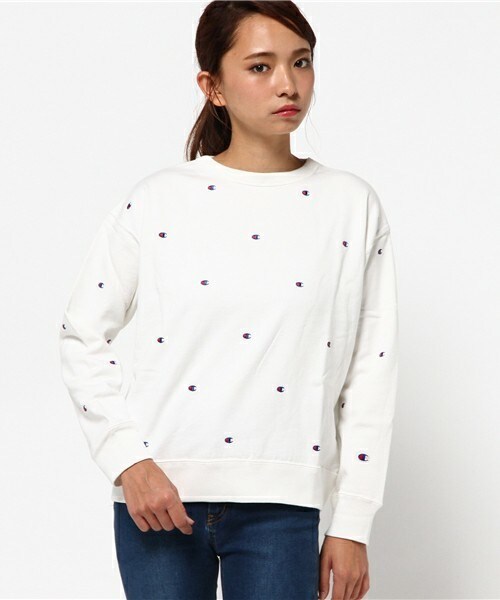 Champion（チャンピオン）の「champion ロゴSWEAT（スウェット・レディース・ホワイト/ネイビー・38）」の10枚目の写真