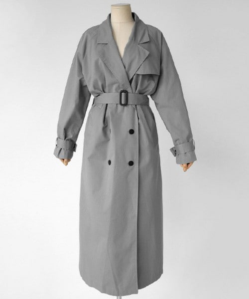 DHOLIC（ディーホリック）の「ダブルブレストロングトレンチコート（トレンチコート・レディース・ベージュ/ネイビー/グレー・FREE）」の3枚目の写真