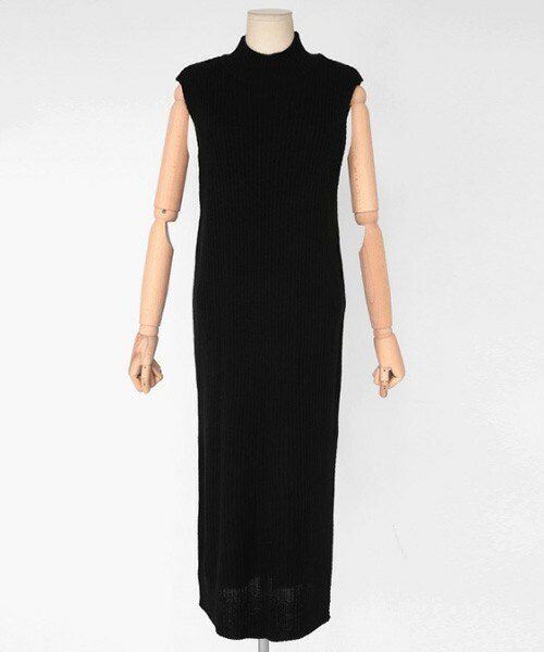 DHOLIC(ディーホリック)の「スリーブレスリブニットワンピース(ワンピース・レディース・ダークベージュ/カーキ/ブラック/ブラックグレー・FREE)」の2枚目の写真