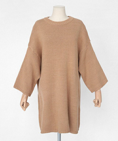 DHOLIC（ディーホリック）の「オーバーシルエットニットワンピース（ワンピース・レディース・ディープスカイブルー/ブラックトーン/ベージュ・FREE）」の3枚目の写真