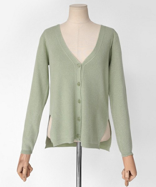 DHOLIC（ディーホリック）の「スリットニットカーディガン（カーディガン/ボレロ・レディース・ベージュ/ミント/ブラック/オレンジ・FREE）」の3枚目の写真