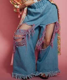 Little sunny bite | little sunny bite   ワイドダメージデニムパンツ　LPT-081F made in JAPAN(デニムパンツ)