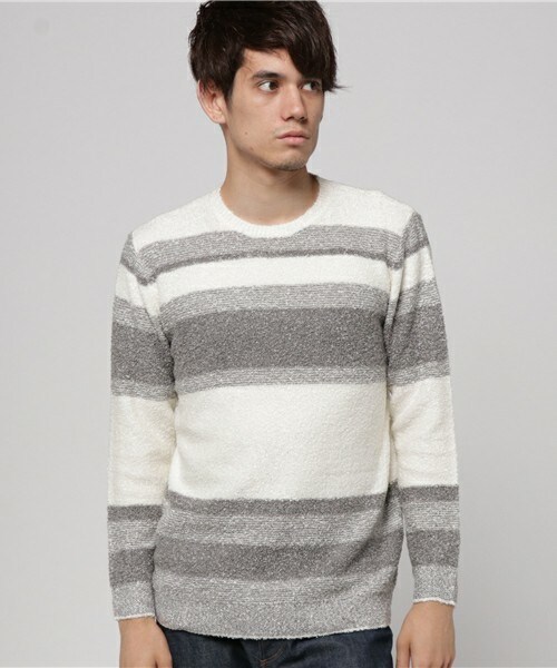 glory crew（グローリークルー）の「ミドルゲージマルチボーダーニット（ニット/セーター・メンズ・ブラック/杢グレー/カーキ/ネイビー/マスタード・M/L/LL）」の11枚目の写真