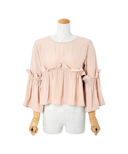 flower（フラワー）の「flutter petal blouse ～ﾌﾗｯﾀｰﾍﾟﾀﾙﾌﾞﾗｳｽ（シャツ/ブラウス・レディース・gray/pink/navy・FREE）」の3枚目の写真