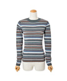 flower | rib fine border ～ﾘﾌﾞﾌｧｲﾝﾎﾞｰﾀﾞｰ(ニット/セーター)