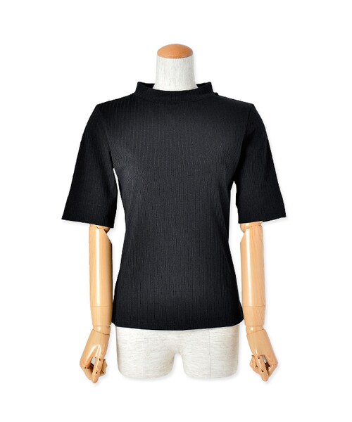 flower（フラワー）の「simple rib PO ～ｼﾝﾌﾟﾙﾘﾌﾞﾌﾟﾙｵｰﾊﾞｰ（Tシャツ/カットソー・レディース・white/black/red・FREE）」の2枚目の写真