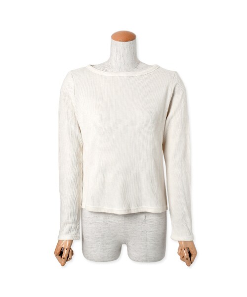 flower(フラワー)の「ordinary thermal top ~オーディナリーサーマルトップ(Tシャツ/カットソー・レディース・ivory/gray/red・FREE)」の1枚目の写真
