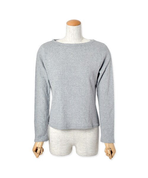 flower(フラワー)の「ordinary thermal top ~オーディナリーサーマルトップ(Tシャツ/カットソー・レディース・ivory/gray/red・FREE)」の2枚目の写真