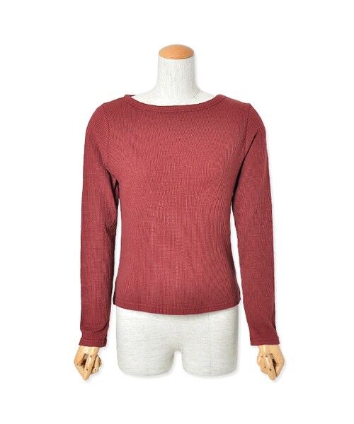 flower(フラワー)の「ordinary thermal top ~オーディナリーサーマルトップ(Tシャツ/カットソー・レディース・ivory/gray/red・FREE)」の3枚目の写真