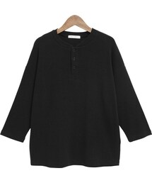 Dailyabout | ベーシックコットンヘンリーネック7分袖Tシャツ(P0000VOL)(Tシャツ/カットソー)