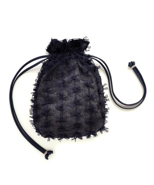 flower（フラワー）の「ribbon tulle bag～リボンチュールバッグ（ハンドバッグ・レディース・beige/navy・FREE）」の2枚目の写真