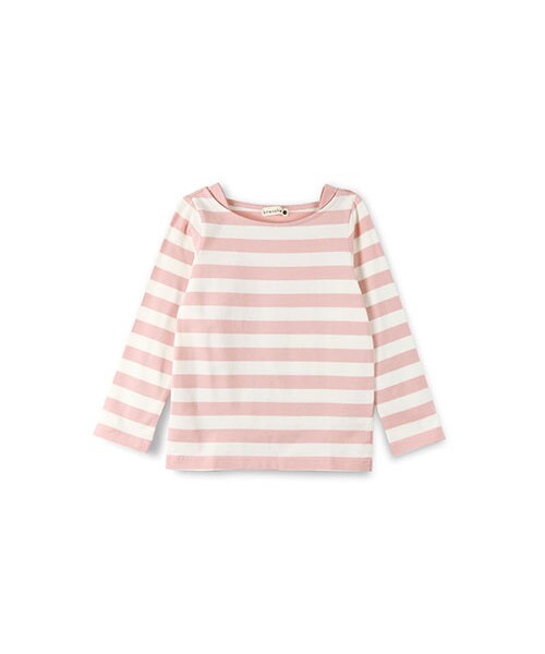 BRANSHES（ブランシェス）の「キャミ重ね着風太ボーダー長袖Tシャツ（Tシャツ/カットソー・キッズ・ピンク/キャメル・90～140）」の2枚目の写真