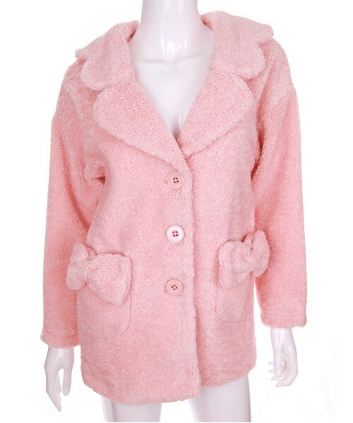 Bobon21（ボボンニジュウイチ）の「リボンポケットふわもこ萌えコート（その他アウター・レディース・ミルクホワイト/ココアブラウン/ロマンチックピンク・S/M）」の3枚目の写真