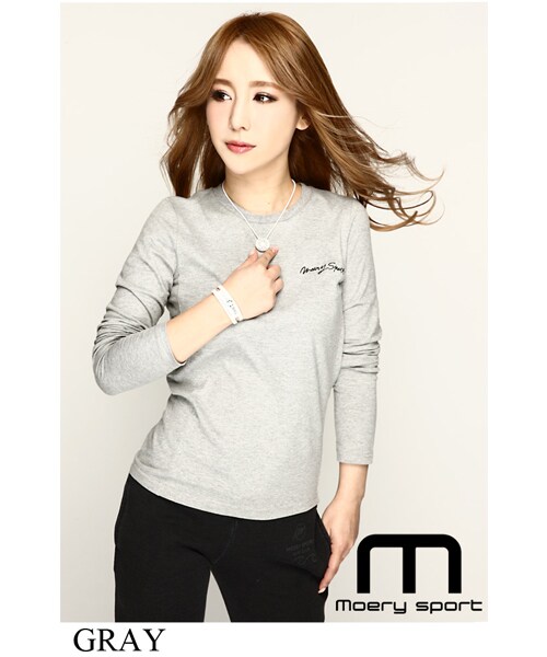 Moery Sport（モエリースポーツ）の「2016AWモエリースポーツ　ORIGINALロングTシャツレディース（Tシャツ/カットソー・レディース・グレージュ/ネイビー/ホワイト/ブラック・XS/S/M/L）」の7枚目の写真