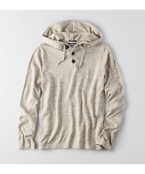 American Eagle(アメリカンイーグル)の「AEOヘンリーネックフーディーセーター(ニット/セーター・メンズ・インディゴ/ライトグレー・XS/S/M/L/XL/XXL/XXXL)」の1枚目の写真