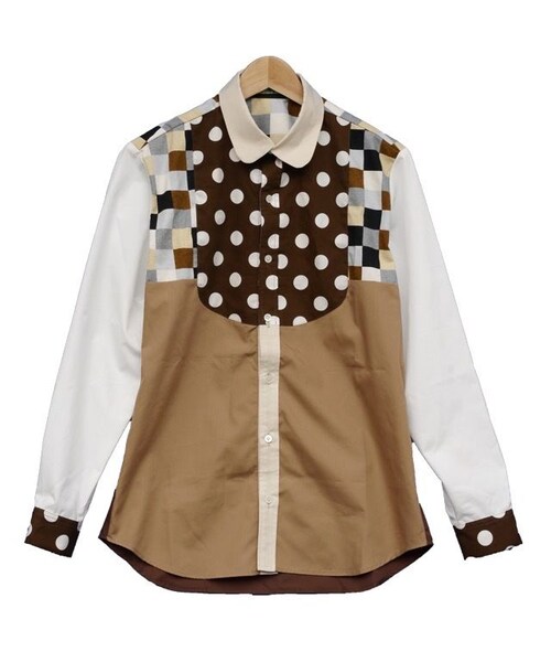 NIRAME.CO（ニラメッコ）の「ヨダレかけしゃつ。 ドット×チェック（シャツ/ブラウス・メンズ・その他）」の2枚目の写真
