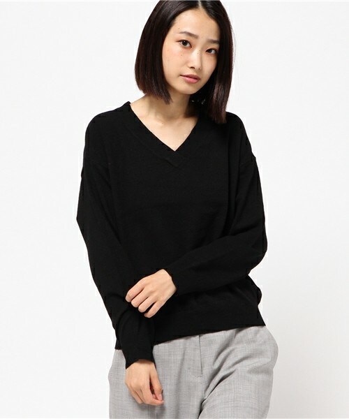 INTERPLANET(インタープラネット)の「エアーニットVネックP/O(ニット/セーター・レディース・ブラック/グレー/ブラウン/レッド・FREE)」の2枚目の写真