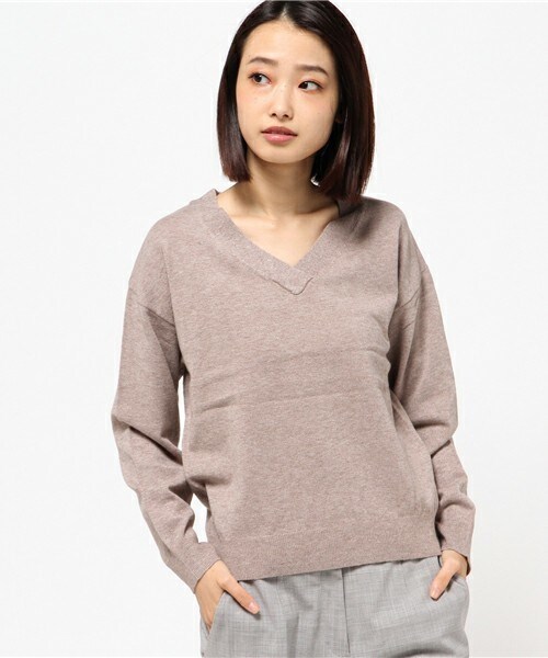 INTERPLANET(インタープラネット)の「エアーニットVネックP/O(ニット/セーター・レディース・ブラック/グレー/ブラウン/レッド・FREE)」の4枚目の写真