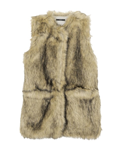 EMODA（エモダ）の「BOX FAKE FUR VEST（トップス・レディース・ブラック/ベージュ/ライトミックス・F）」の3枚目の写真