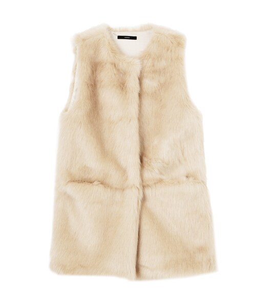 EMODA（エモダ）の「BOX FAKE FUR VEST（トップス・レディース・ブラック/ベージュ/ライトミックス・F）」の12枚目の写真