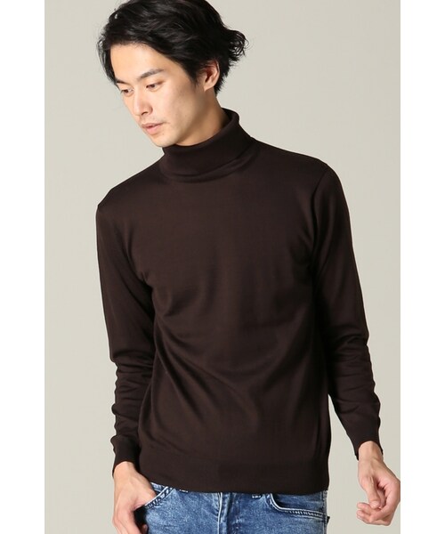 EDIFICE（エディフィス）の「16ゲージタートルネックニット（トップス・ブラック/グレー/ホワイト/ブラウン/キャメル/グリーン/ネイビー/サックスブルー・S/M/L）」の4枚目の写真