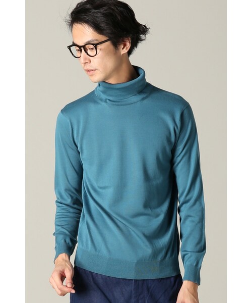 EDIFICE（エディフィス）の「16ゲージタートルネックニット（トップス・ブラック/グレー/ホワイト/ブラウン/キャメル/グリーン/ネイビー/サックスブルー・S/M/L）」の7枚目の写真