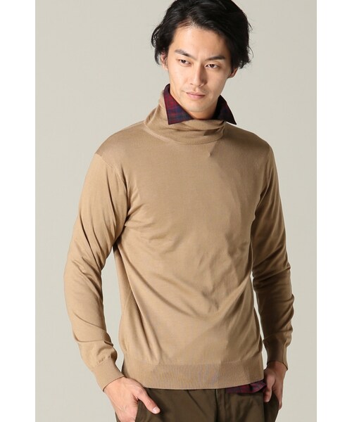 EDIFICE（エディフィス）の「16ゲージタートルネックニット（トップス・ブラック/グレー/ホワイト/ブラウン/キャメル/グリーン/ネイビー/サックスブルー・S/M/L）」の5枚目の写真