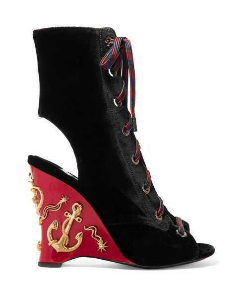PRADA（プラダ）の「Prada - Embellished Velvet Boots - Black
