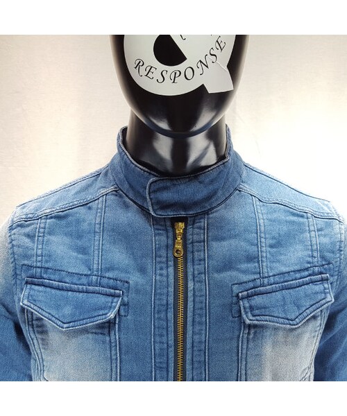 CALL&RESPONSE（コールアンドレスポンス）の「ニットデニムシングルライダースジャケット／ＣＡＬＬ＆ＲＥＳＰＯＮＳＥ　　/  162-1103-05（デニムジャケット・メンズ・その他）」の3枚目の写真