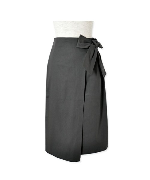 flower（フラワー）の「wrap ribbon skirt ～ラップリボンスカート（スカート・レディース・beige/black・FREE）」の2枚目の写真