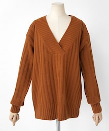 DHOLIC | 深Vネックリブニットプルオーバー(ニット/セーター)