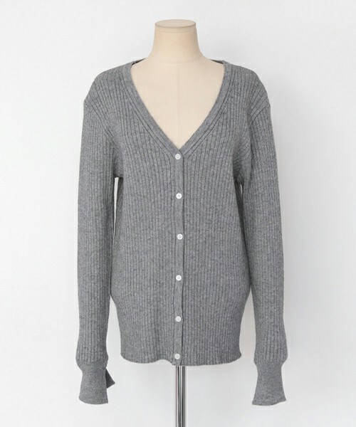 DHOLIC（ディーホリック）の「Vネックリブニットカーディガン（カーディガン/ボレロ・レディース・ベージュ/グレー/ブラック/カーキグレー・FREE）」の3枚目の写真