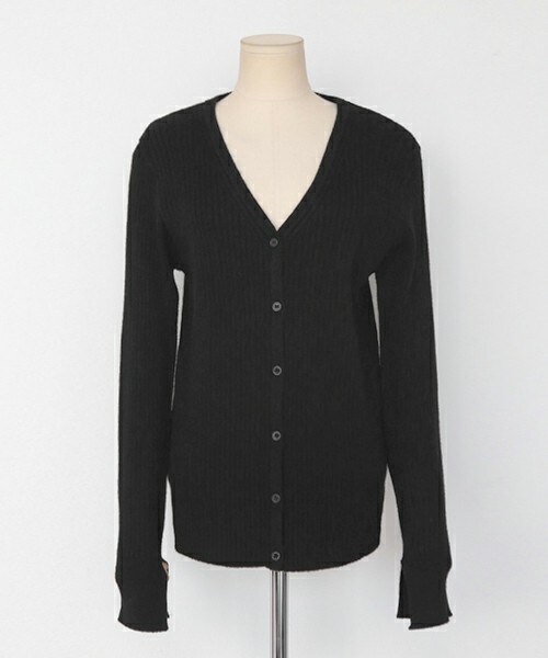 DHOLIC（ディーホリック）の「Vネックリブニットカーディガン（カーディガン/ボレロ・レディース・ベージュ/グレー/ブラック/カーキグレー・FREE）」の2枚目の写真