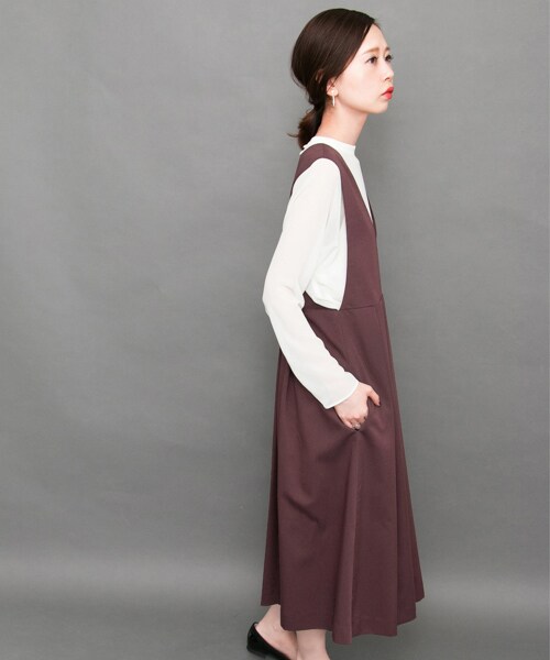 KBF(ケイビーエフ)の「寬褶背心裙(ワンピース/ドレス・レディース・深櫻桃紅/駝色/灰色/黑色・one)」の7枚目の写真
