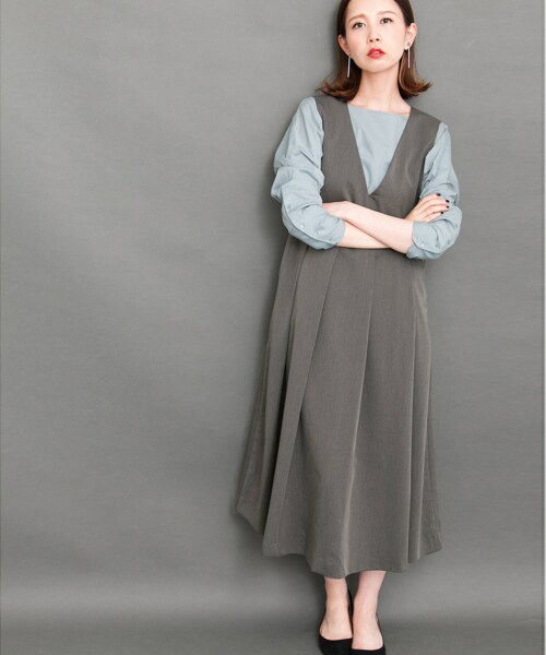 KBF(ケイビーエフ)の「寬褶背心裙(ワンピース/ドレス・レディース・深櫻桃紅/駝色/灰色/黑色・one)」の13枚目の写真