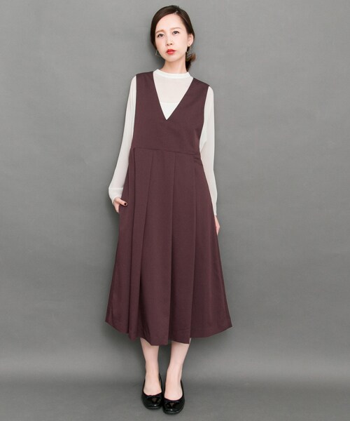 KBF(ケイビーエフ)の「寬褶背心裙(ワンピース/ドレス・レディース・深櫻桃紅/駝色/灰色/黑色・one)」の8枚目の写真