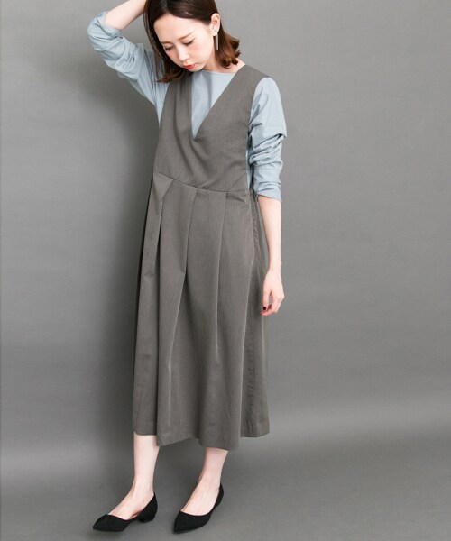 KBF(ケイビーエフ)の「寬褶背心裙(ワンピース/ドレス・レディース・深櫻桃紅/駝色/灰色/黑色・one)」の14枚目の写真