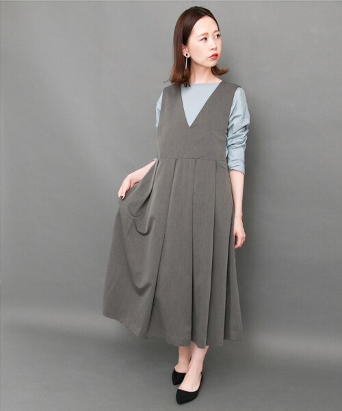 KBF(ケイビーエフ)の「寬褶背心裙(ワンピース/ドレス・レディース・深櫻桃紅/駝色/灰色/黑色・one)」の16枚目の写真