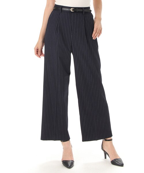 Honeys（ハニーズ）の「ワイドパンツ（パンツ・スキニー・レディース・クロ/コンストライプ/キャメル/大チェック/小チェック・Ｍ/Ｌ）」の5枚目の写真