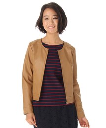 Honeys | 合皮ノーカラーブルゾン(ジャケット/アウター)