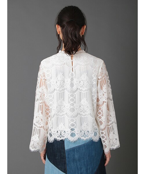 w closet(ダブルクローゼット)の「スカラップレースプルオーバー(トップス・レディース・オフホワイト/ボルドー/ブラック・FREE)」の6枚目の写真