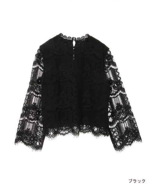 w closet(ダブルクローゼット)の「スカラップレースプルオーバー(トップス・レディース・オフホワイト/ボルドー/ブラック・FREE)」の2枚目の写真