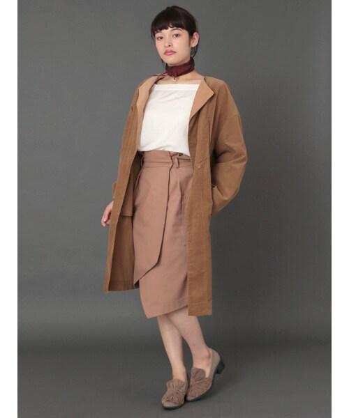 w closet（ダブルクローゼット）の「コーデュロイノーカラーコート（ジャケット/アウター・レディース・グレージュ/Dベージュ/チャコール・FREE）」の12枚目の写真