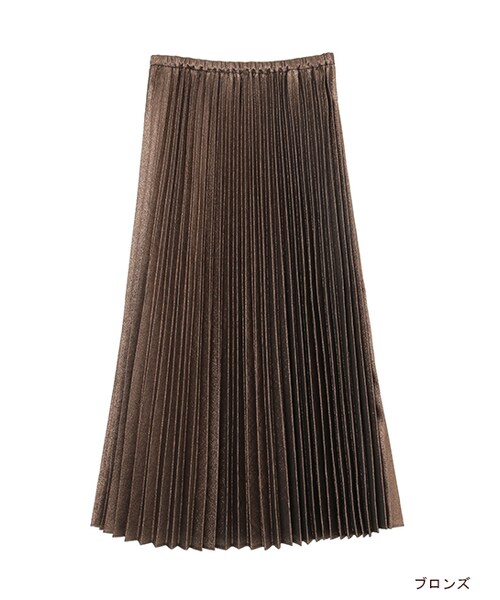 w closet(ダブルクローゼット)の「メタリックプリーツスカート(スカート・レディース・シルバー/ブロンズ/ブラック・FREE)」の3枚目の写真