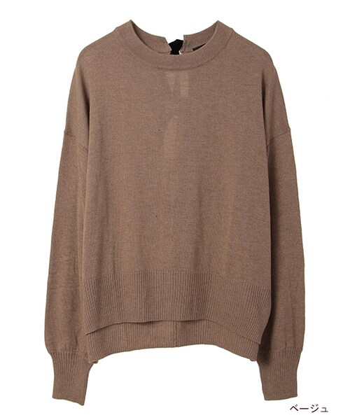 w closet（ダブルクローゼット）の「12Gバックリボンニット（トップス・レディース・ベージュ/レッド/ブラック・FREE）」の2枚目の写真